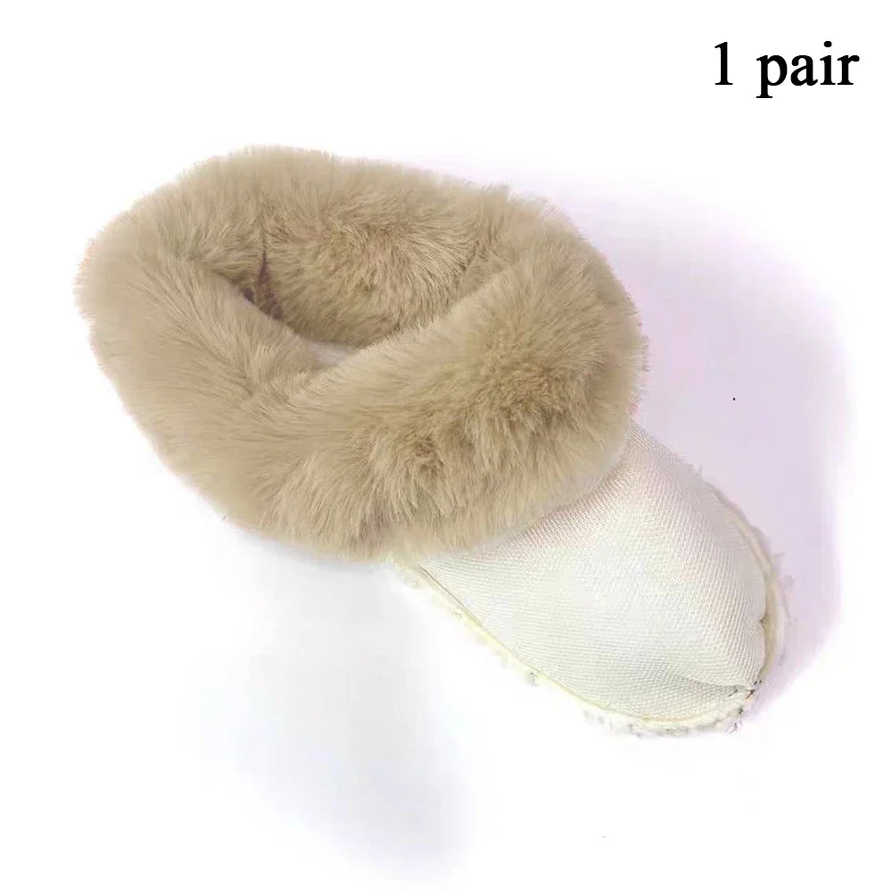 2024 Winter Bont Slippers Inlegzolen Bont Schoen Klompen Schoenen Voeringen Uitneembare Zachte Verdikte Pluche Hoes Warm Gevoerd