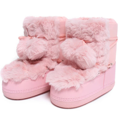 2025 Winter Witte Halfhoge Laarzen Vrouwen Bontlaarzen Merk Luxe Pluizig Bont Sneeuwlaarzen Vrouw Dik Bont Antislip Katoenen Laarzen