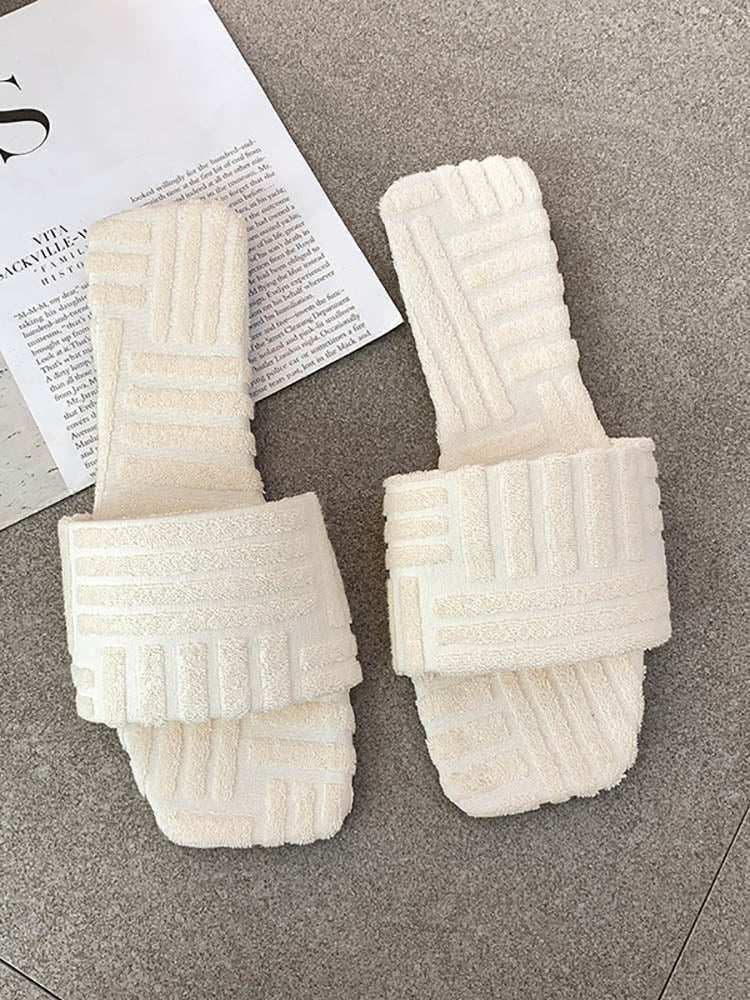 Toweling Flat Heel Slides - ECHOINE