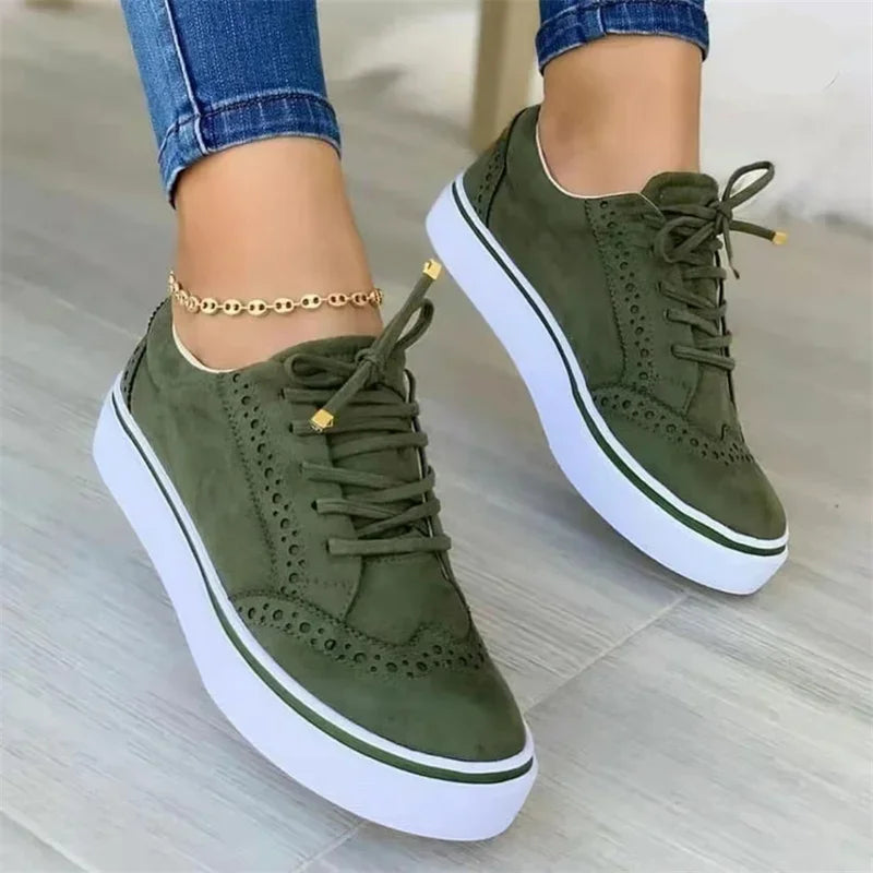 2024 Nieuwe Women's Low-top gevulkaniseerd schoenen ronde tenen casual schoenen platte schoenen Lace-up wandelschoenen vrouwen veelzijdig comfortabel
