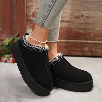 2025Vrouwen Winter Nieuwe Suede Waterdichte Dikke Zool Antislip Enkellaarsjes voor Thuis Warmte en Comfort Slip-on Vrouwen Snow Boots